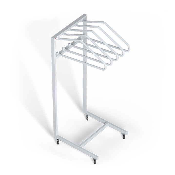 Вешалка для рентгенозащитной одежды металлическая напольная на колесиках с пятью держателями